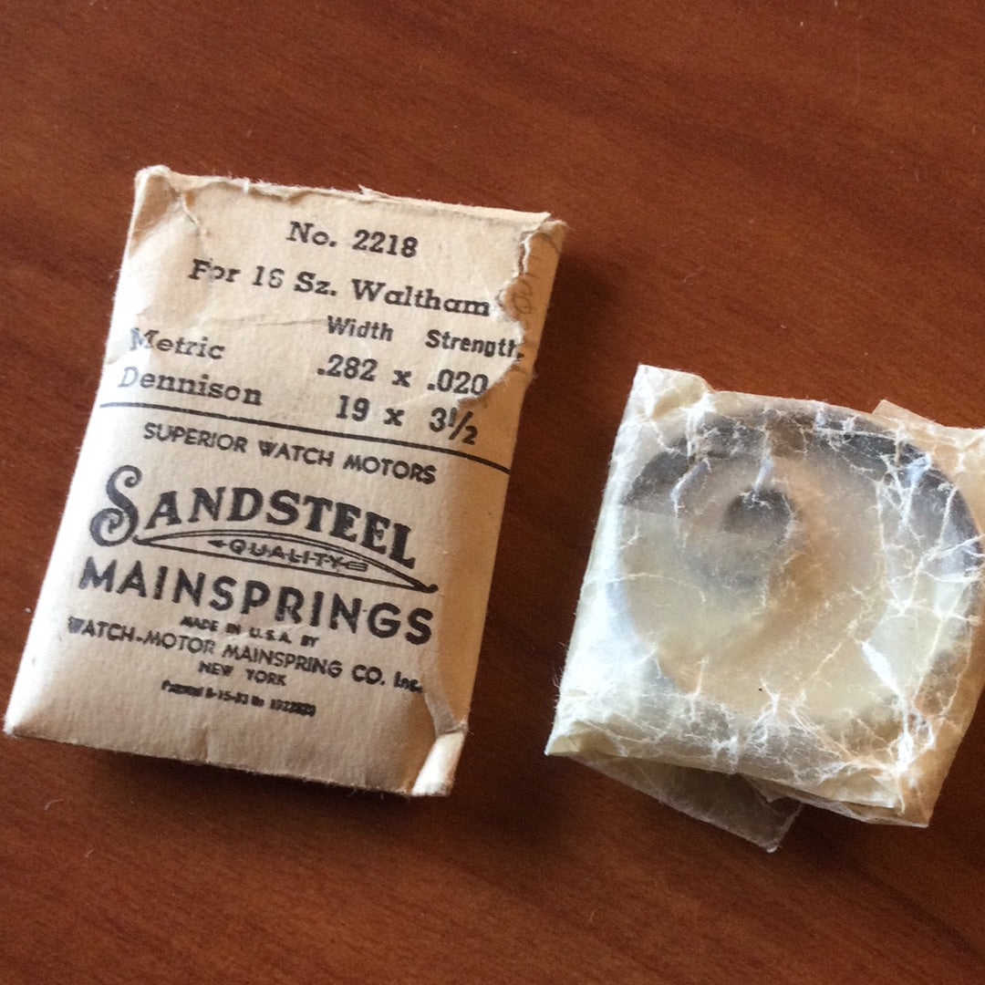 Sandsteel Mainspring for 16s Waltham Factory No. 2218 - Steel