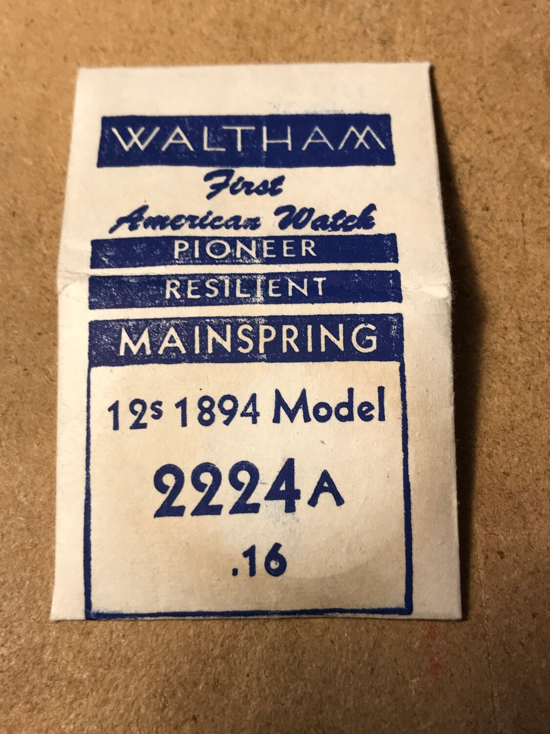 Waltham Factory Mainspring 12s Waltham Model 1894 #2224A - Steel