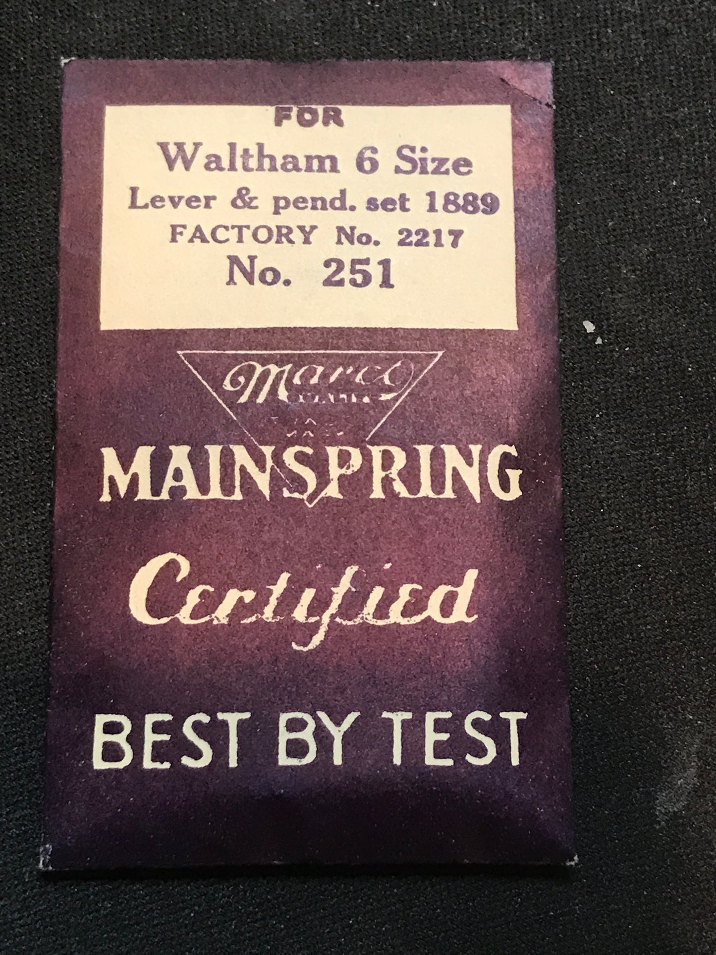 Marco Mainspring #251 for 6s Waltham Factory No. 2217 - Steel