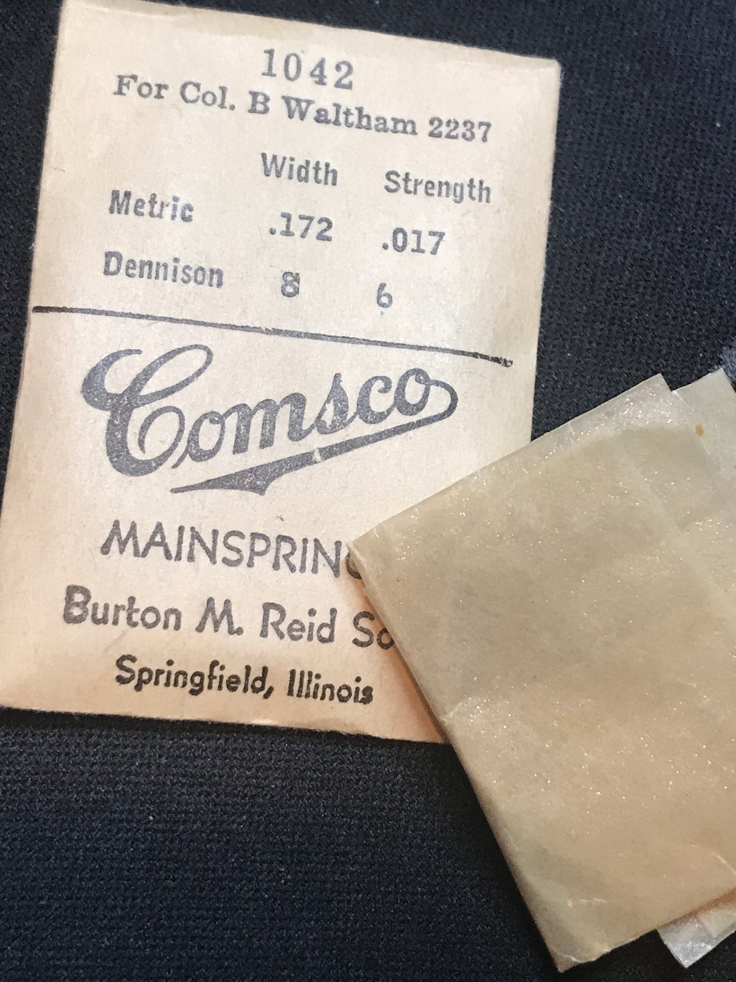 Comsco Mainspring #1042 for Waltham 12s Colonial B 1924 Factory No. 2237 - Steel
