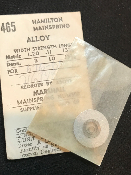 C&E Marshall Mainspring #465 for Hamilton 11½L grade 676, 687 Automatic #67621 / 716784 - Alloy