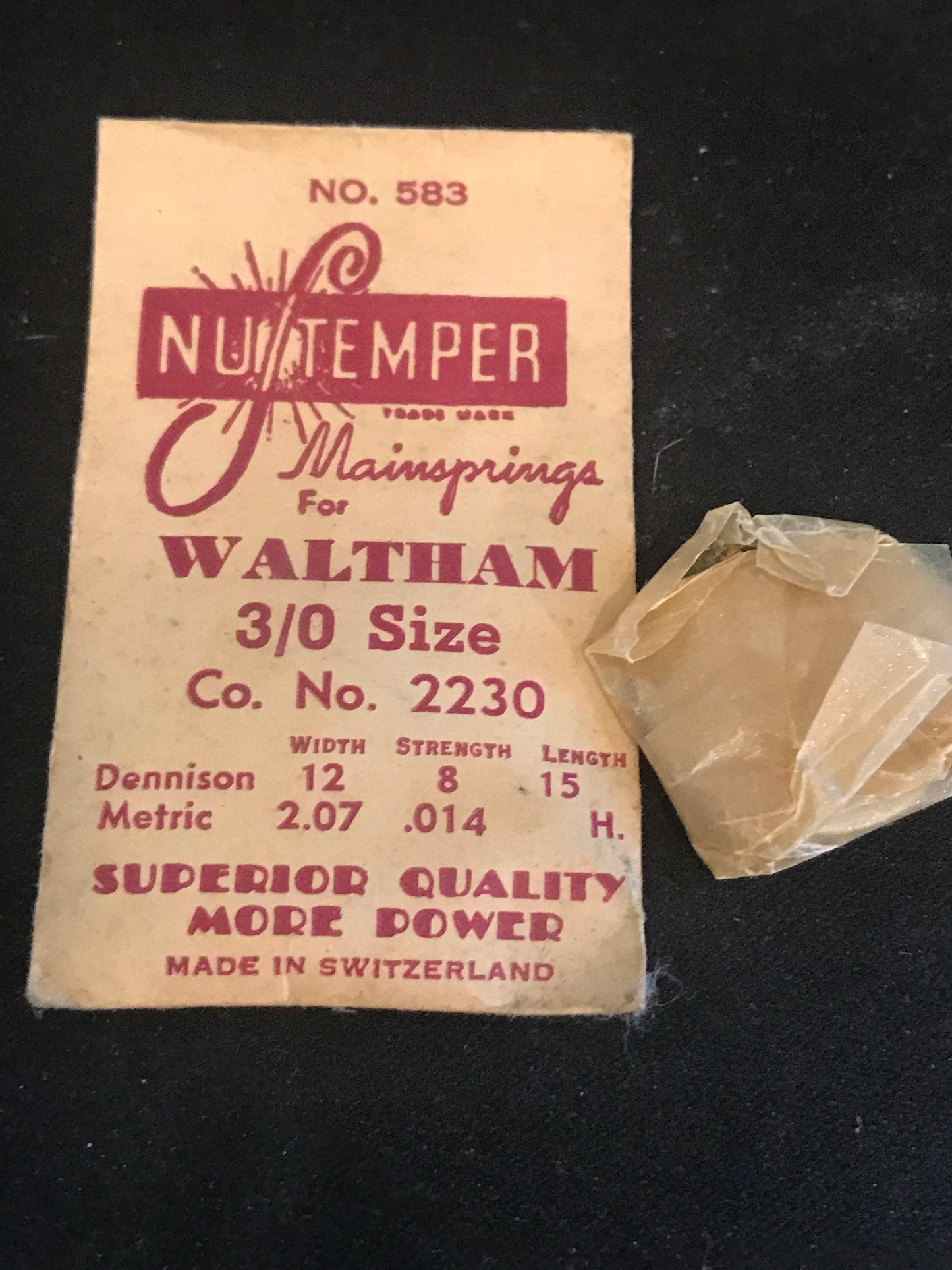 NuTemper Mainspring #583 for Waltham 0s & 3/0s Factory No. 2230 - Steel