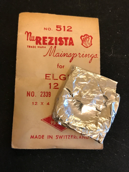 NuRezista Mainspring No. 512 for Elgin 12s Factory No. 2339 - Steel
