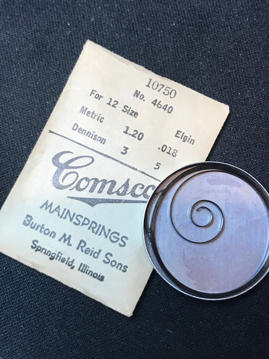 Comsco Mainspring #10750 for Elgin 12s No. 4640 - Steel