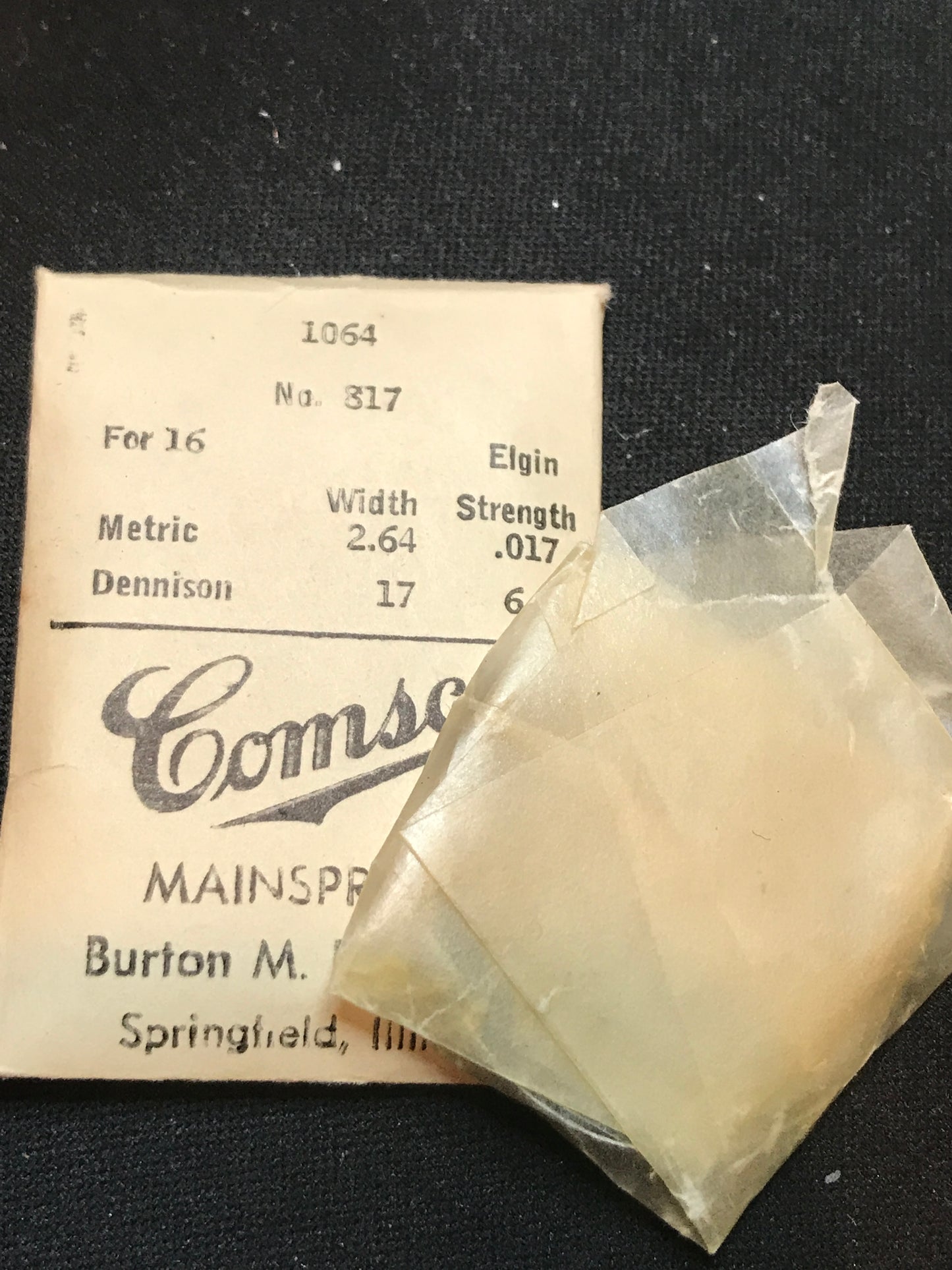 Comsco Mainspring #1064 for Elgin 16s Factory No. 817 - Steel