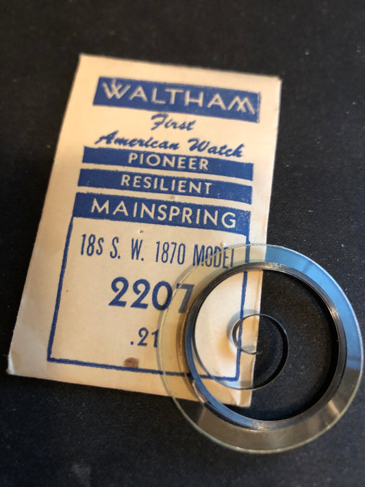 Waltham Factory Mainspring for 18s Model 1870 KW No. 2207 - Steel