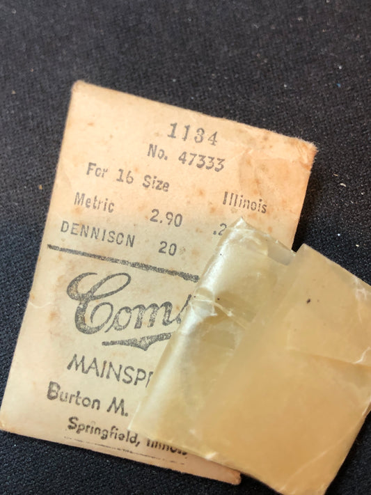 Comsco Mainspring #1134 for Illinois 16s Factory No. 47333 - Steel