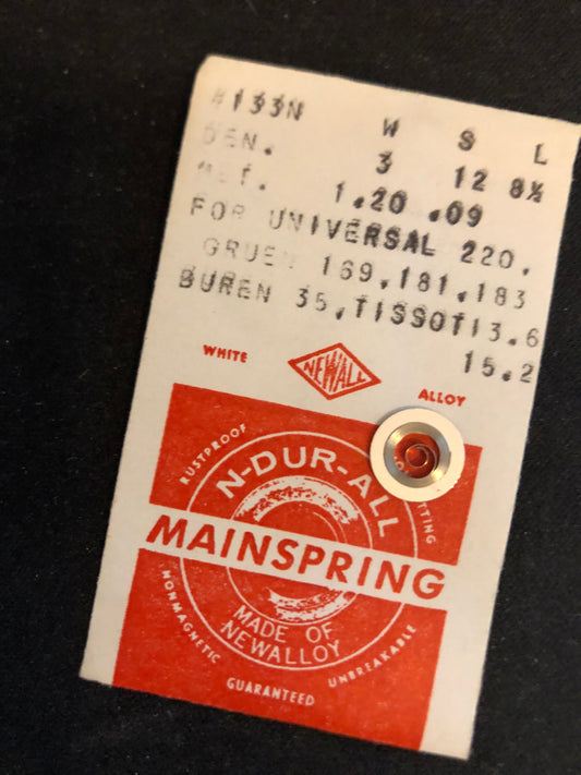 NEWALL Mainspring #133N for Universal 220, Gruen 169, 181, 183 & Tissot 13.6, 15.2 - Alloy