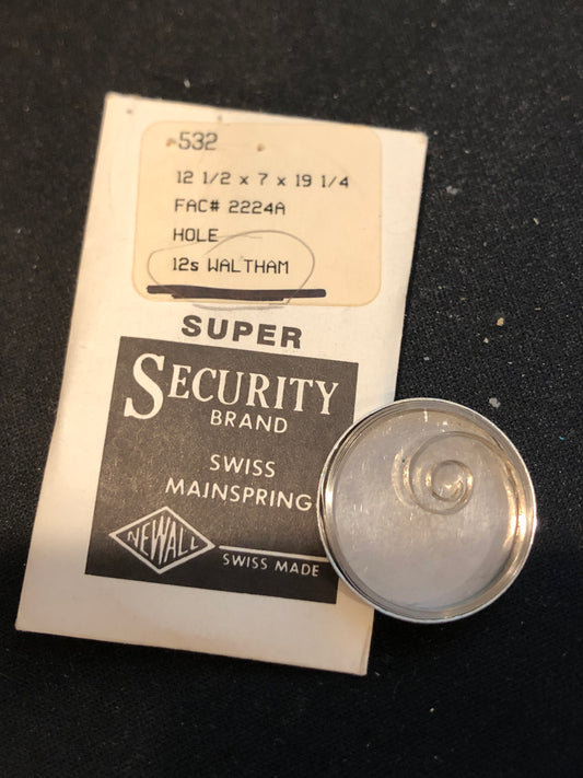 Newall SUPER Security Mainspring #532 for 12s Waltham No. 2224A - Alloy
