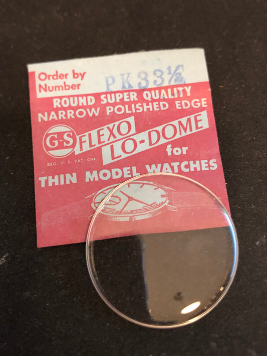 GS PK33½ Wrist or Pocket Watch Crystal 33.9mm - New