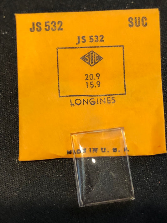 SUC Fancy Crystal JS 532 for Longines Wrist Watch - 20.9 x 15.9 mm - New