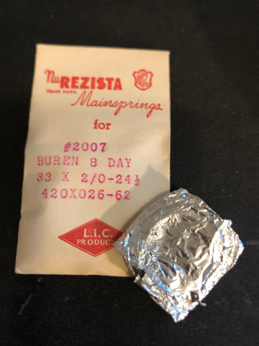 NuRezista Mainspring #2007 for Buren 8 Day Clock - Steel