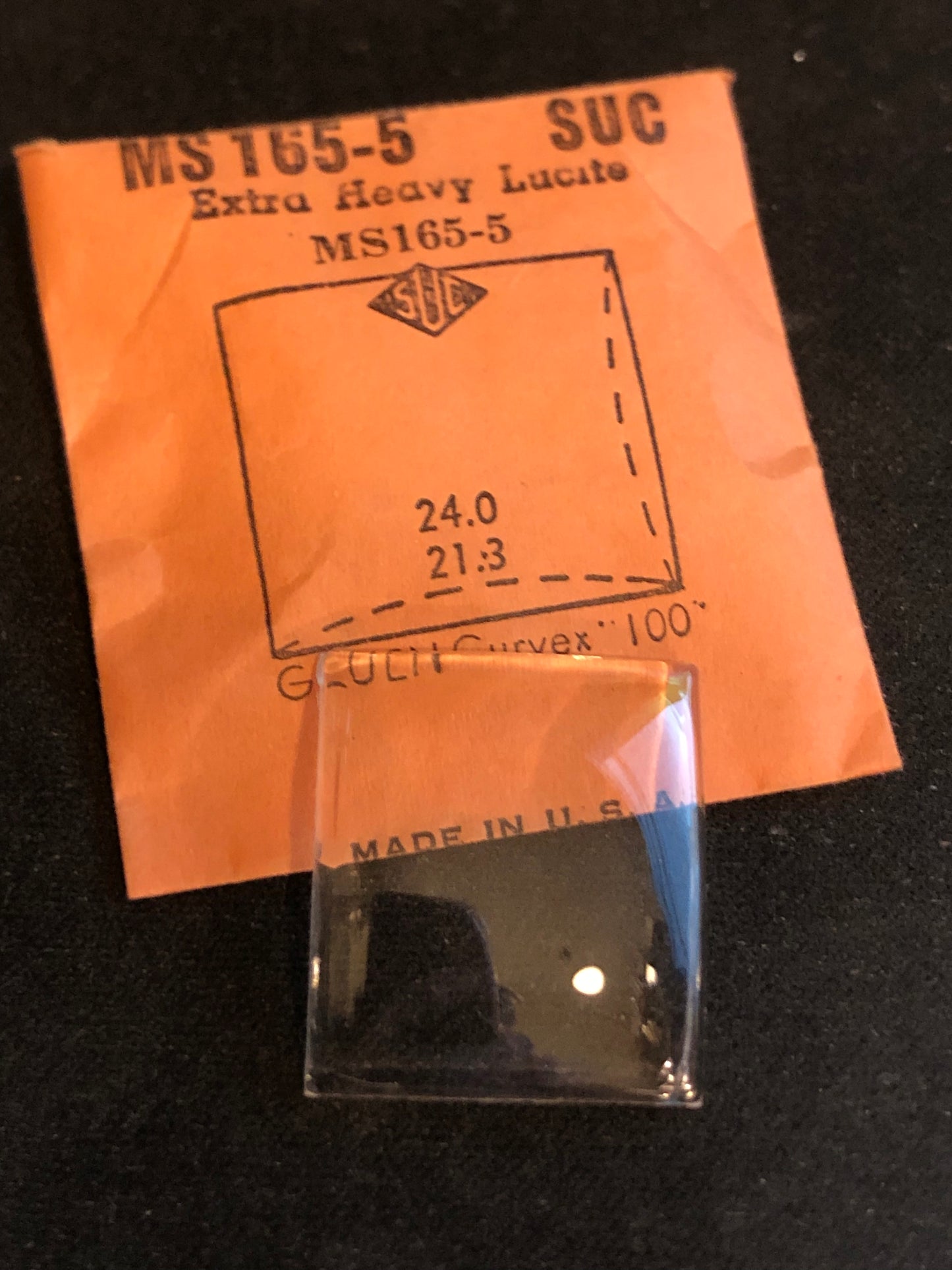 SUC Fancy Lucite Crystal MS 165-5 for GRUEN Curvex 100 - 24.0 x 21.3mm - New