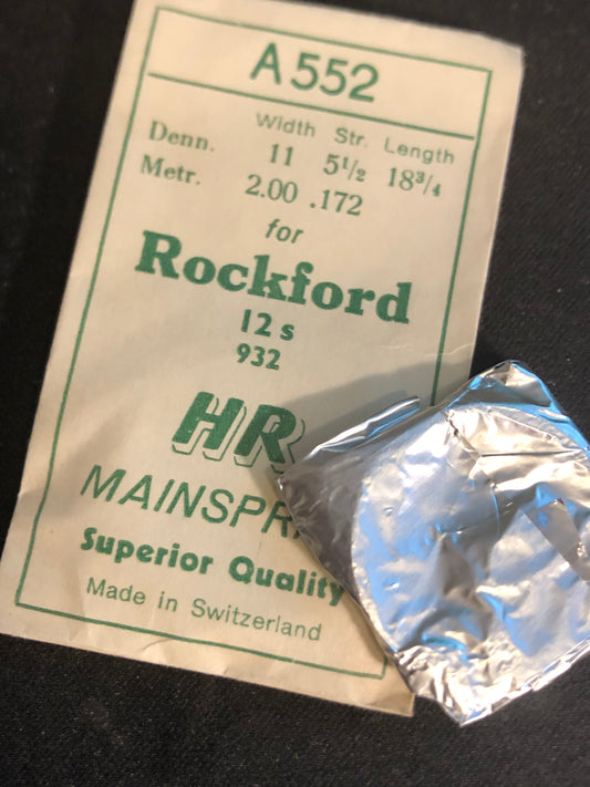 HR Mainspring A552 for 12s Rockford Factory No. 932 - Steel