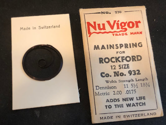 NuVigor Mainspring #730 for Rockford 12s Factory No. 932- Steel