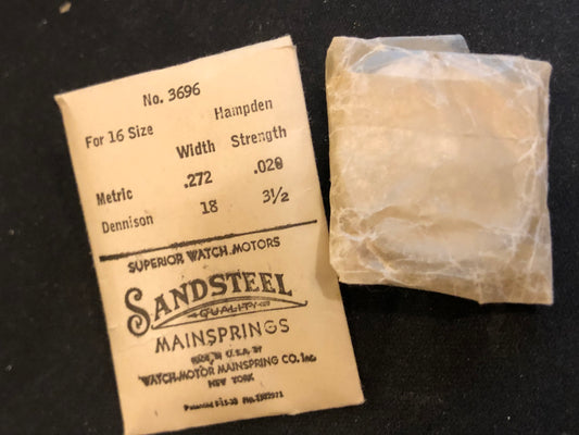 Sandsteel Mainspring for Hampden 16s Factory No. 3696 - Steel