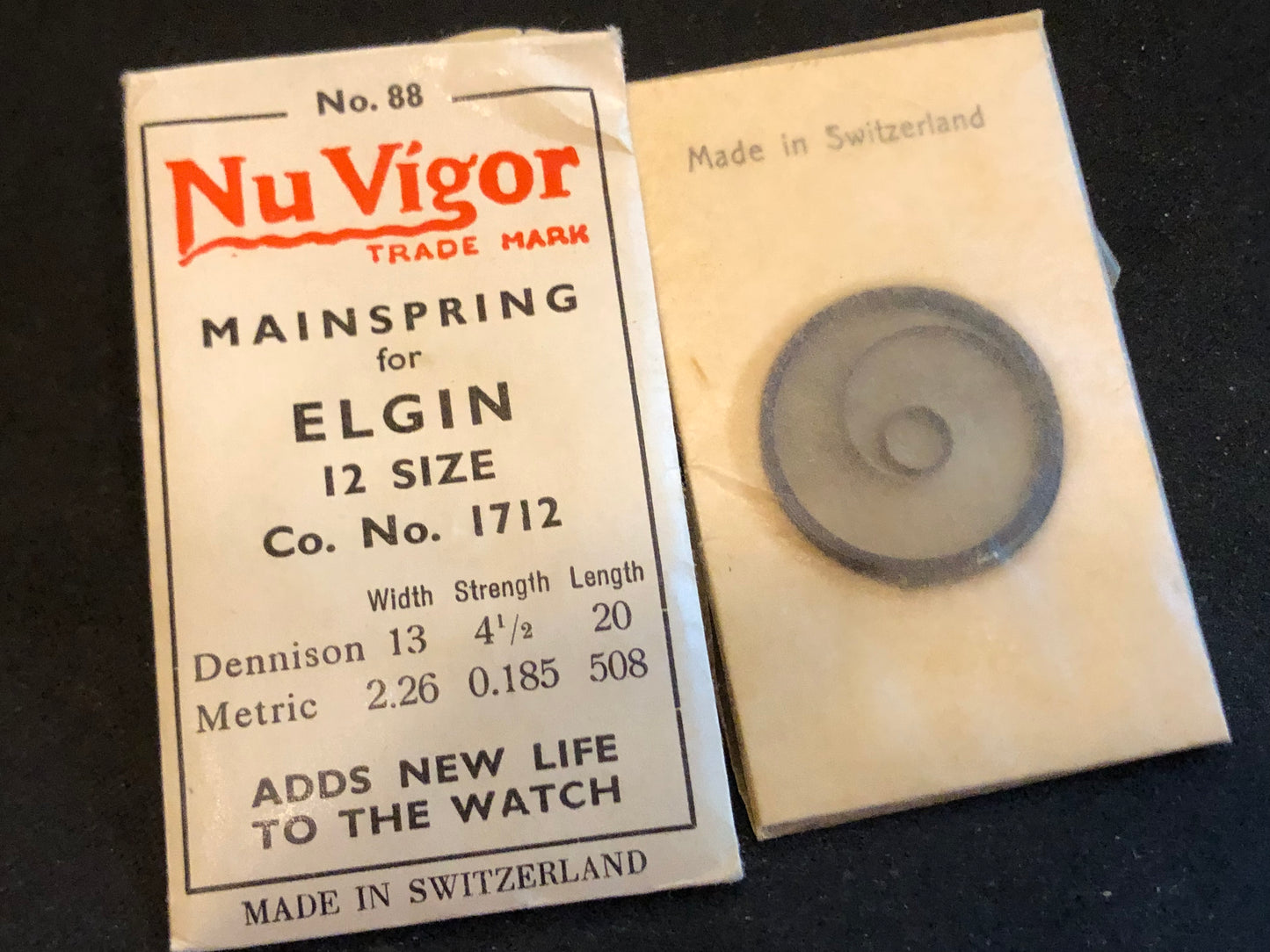 NuVigor Mainspring #88 for Elgin 12s No. 1712 - Steel