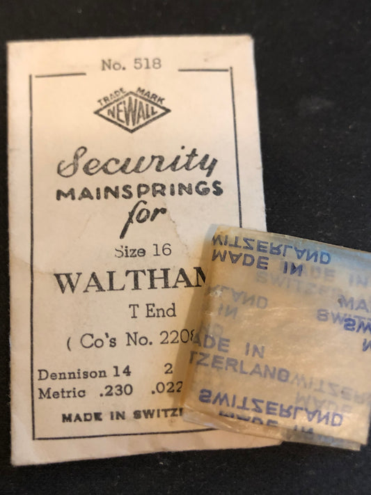 Newall Security Mainspring #518 for 16s Waltham No. 2208 - Steel