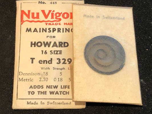 NuVigor Mainspring #448 for Howard 16s Factory No. 329 - Steel