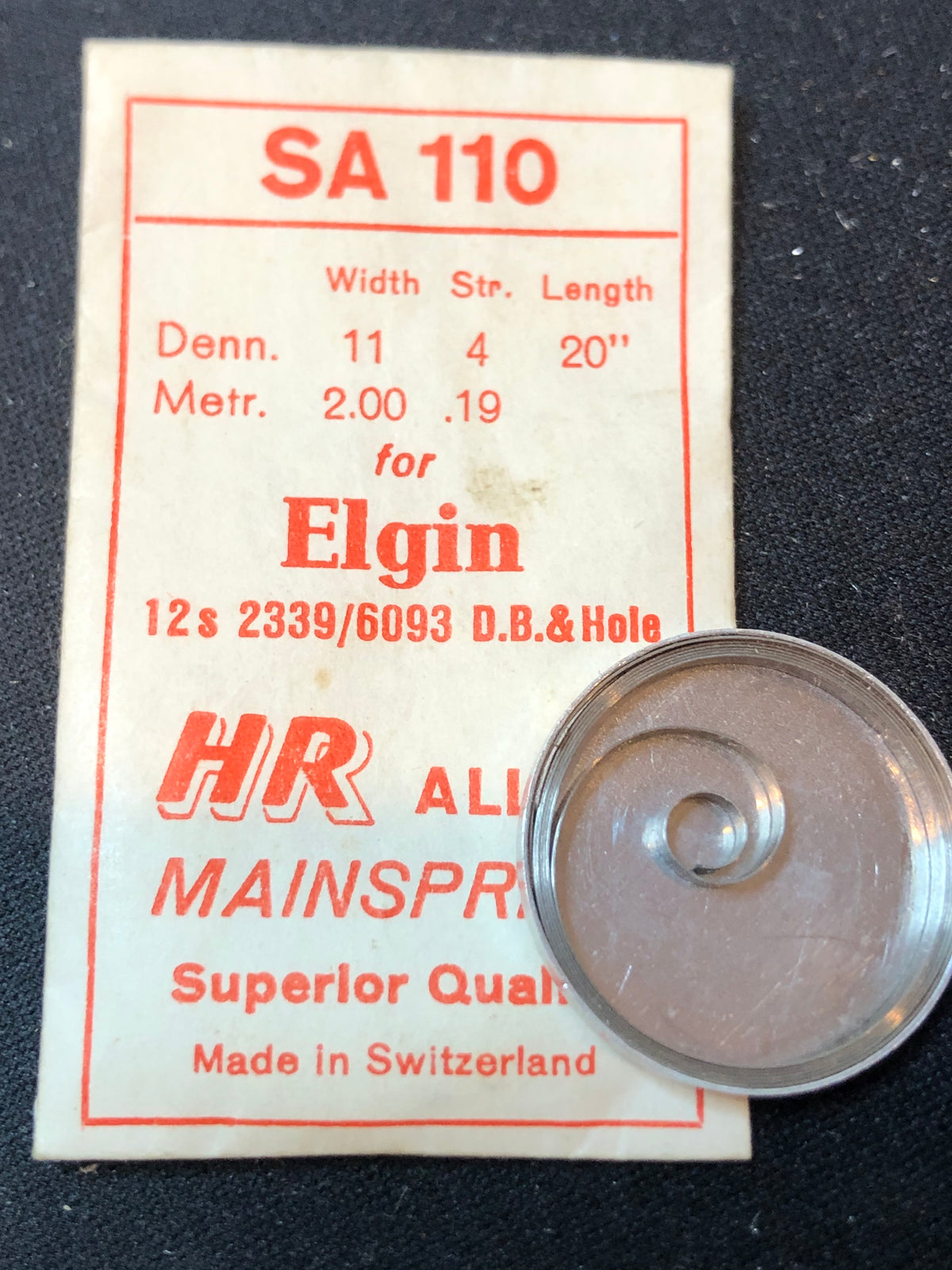 HR Mainspring SA110 for 12s Elgin Pocket Watch No. 2339 / 6093 - Alloy