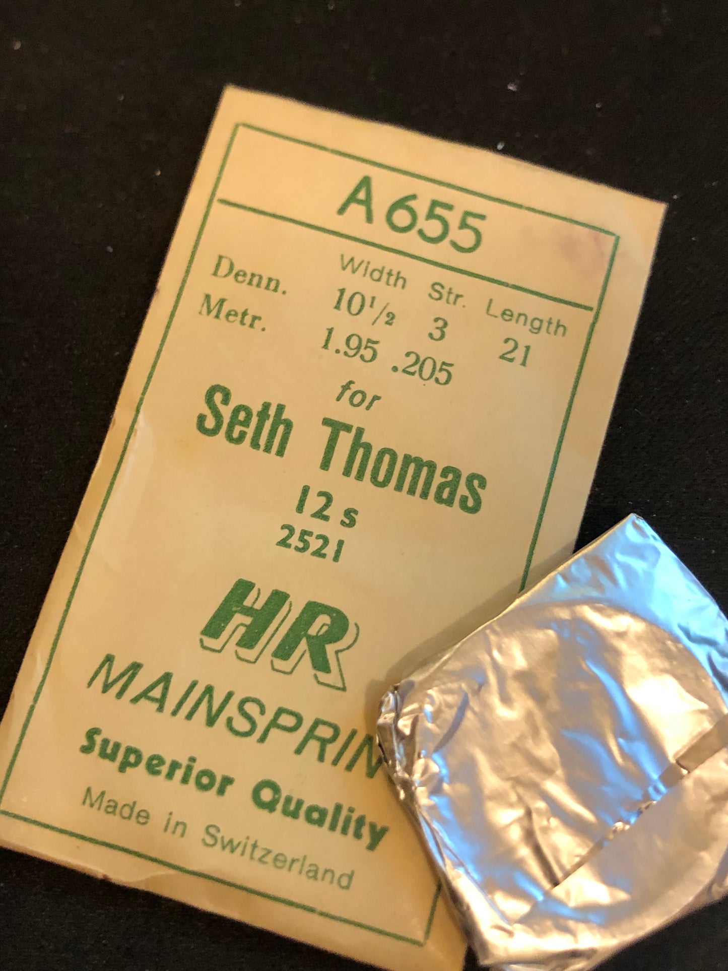 HR Mainspring A655 for Seth Thomas 12s Factory No. 2521 - Steel