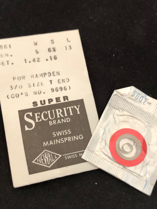 Newall SUPER Security Mainspring #661 for 3/0s Hampden #9696 - Alloy