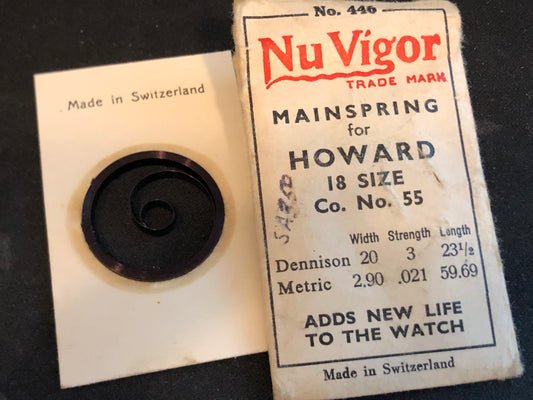 NuVigor Mainspring #446 for Howard 18s Factory No. 55 - Steel