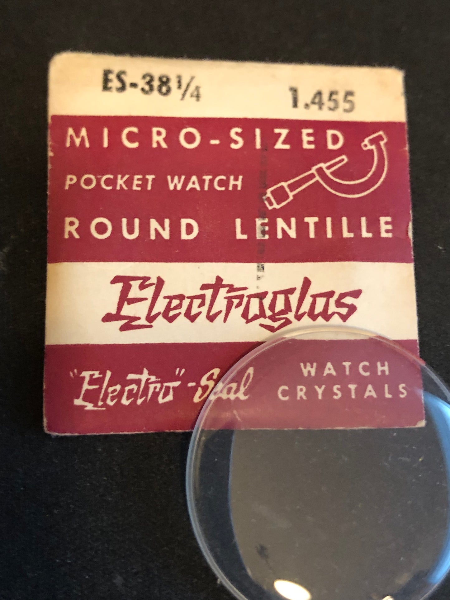 Electro-Seal ES-38¼ Pocket Watch Crystal 37.0mm (1.455“) - New