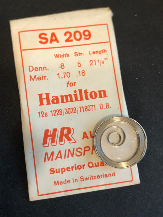 HR Mainspring SA209 for 12s Hamilton No. 718071 / 1228 / 3028 - Alloy