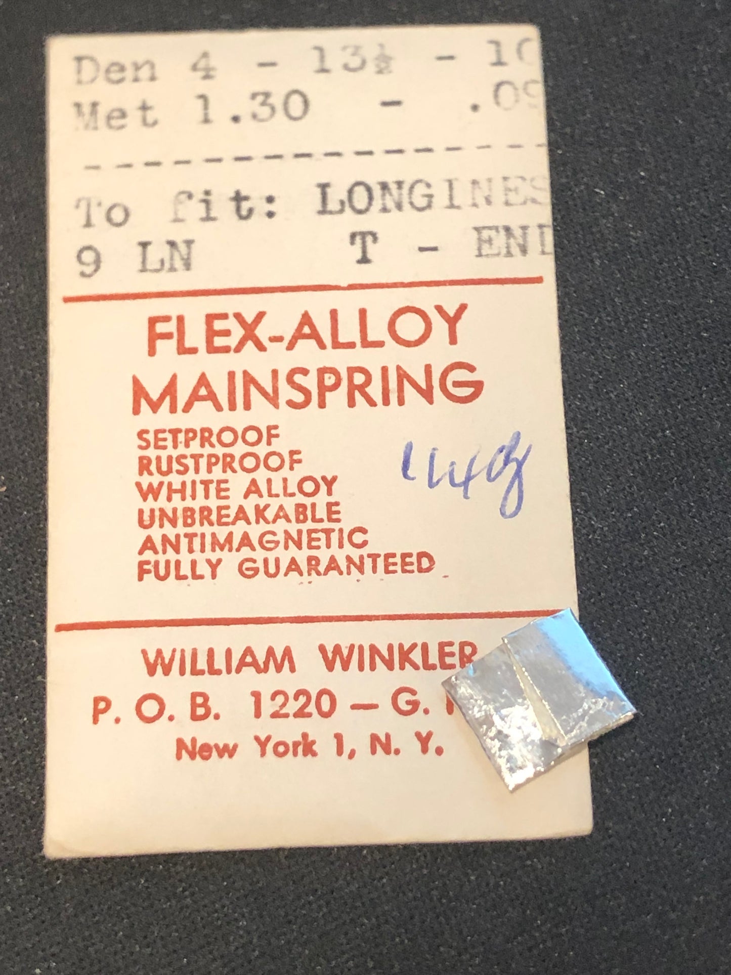 Flex-Alloy Mainspring for Longines 9LN - Alloy