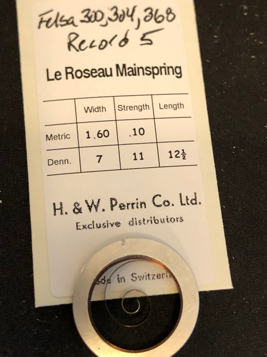 H. & W. Perrin Co. Mainspring for Felsa 300, 304, 368, Rensie 5 - Steel