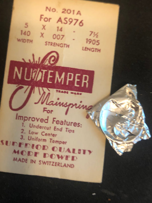 NuTemper Mainspring No. 201A for AS caliber 976 movements - Steel