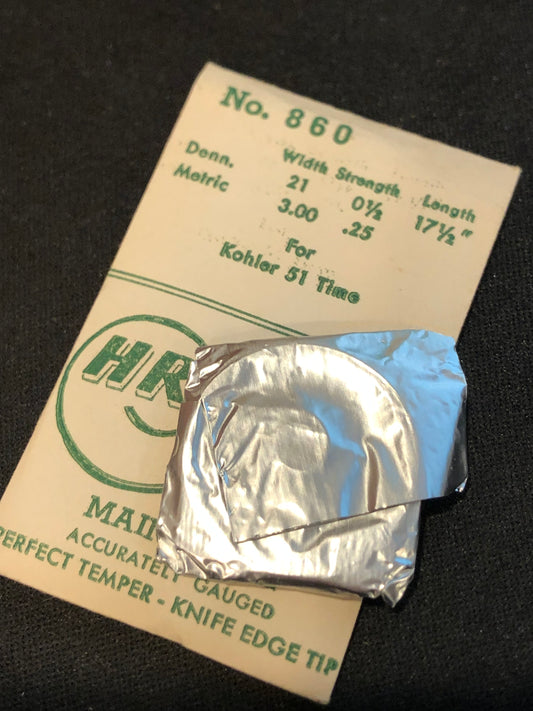 HR TIME Mainspring No. 860 for Kohler Model 51 Alarm / Travel Clocks