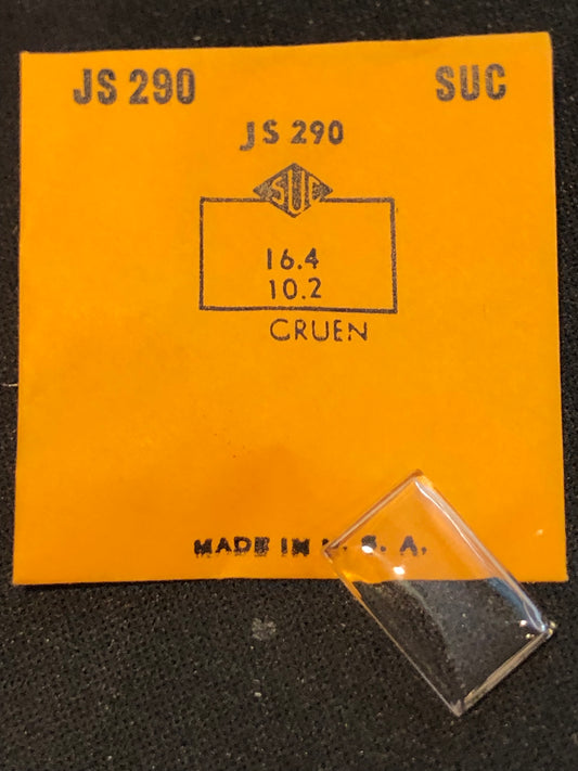 SUC Fancy Crystal JS 290 for Gruen Wrist Watch - 16.4 x 10.2 mm - New