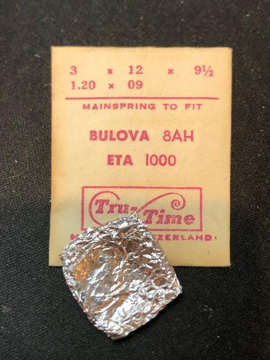 Tru-Time Mainspring for Bulova 8AH, Benrus AX, W & ETA 761, 1000 - Steel