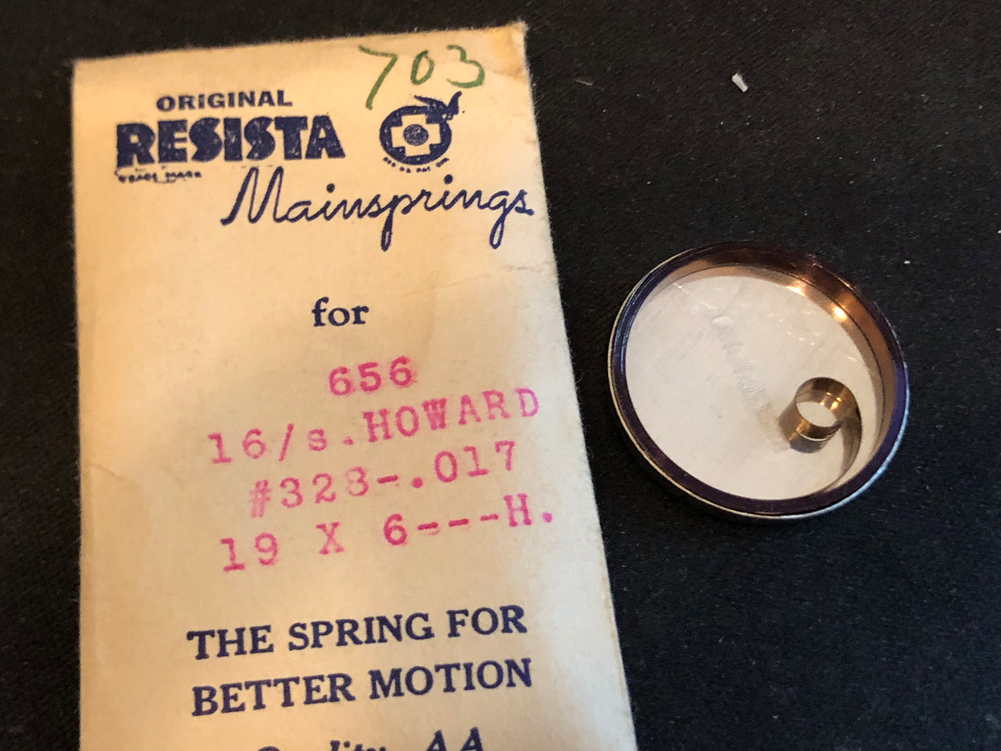 Resista Mainspring #656 for Howard 16s Factory No. 328 - Steel