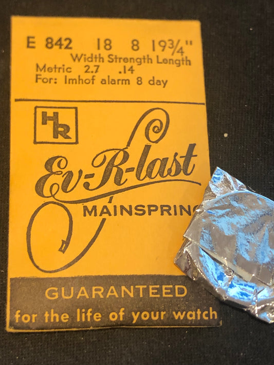 HR Ev-R-Last ALARM Mainspring E842 for Imhof Caliber 212, 219 8-day Alarm - Steel