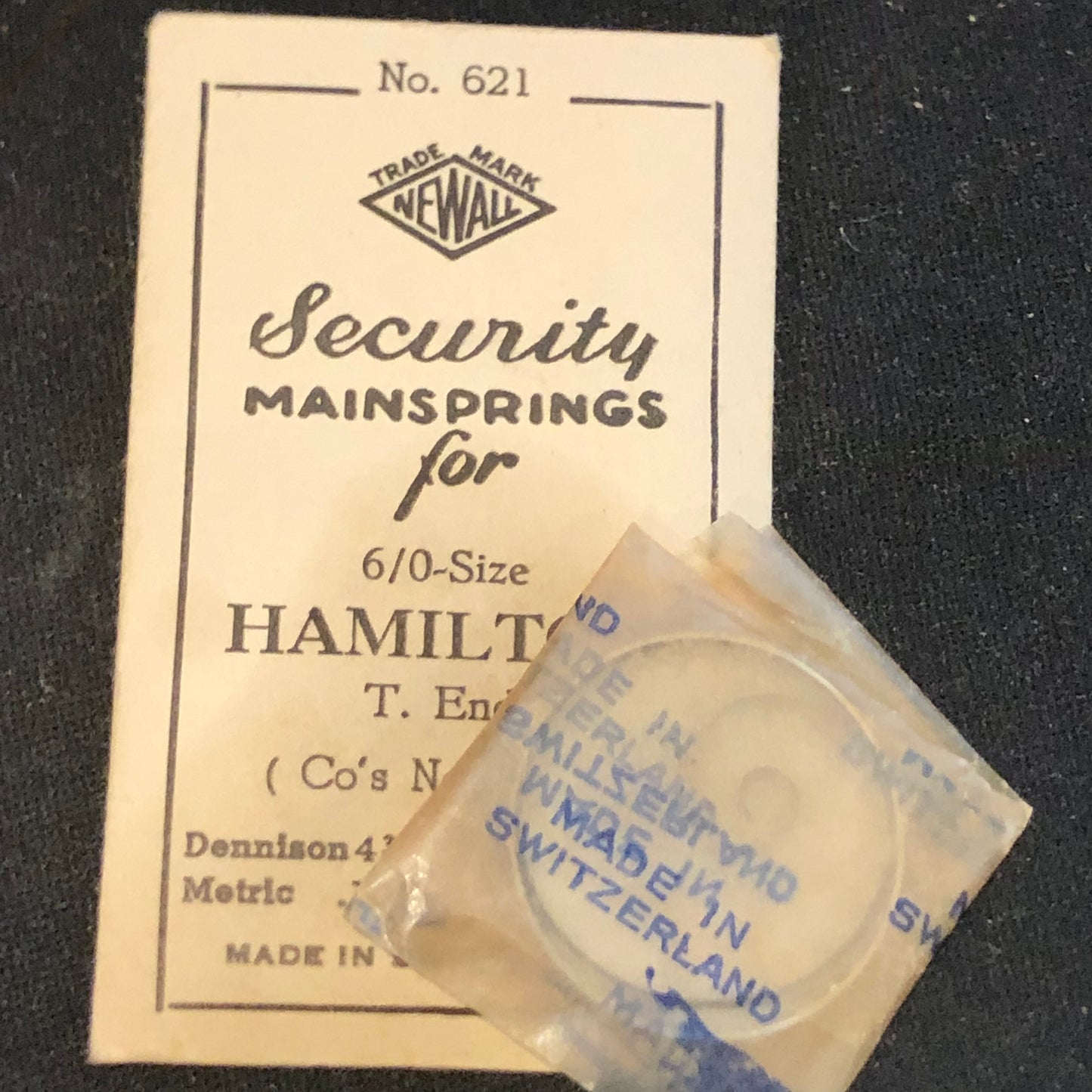 Newall Security Mainspring #621 for Hamilton 6/0s Factory No. 1721 - Steel