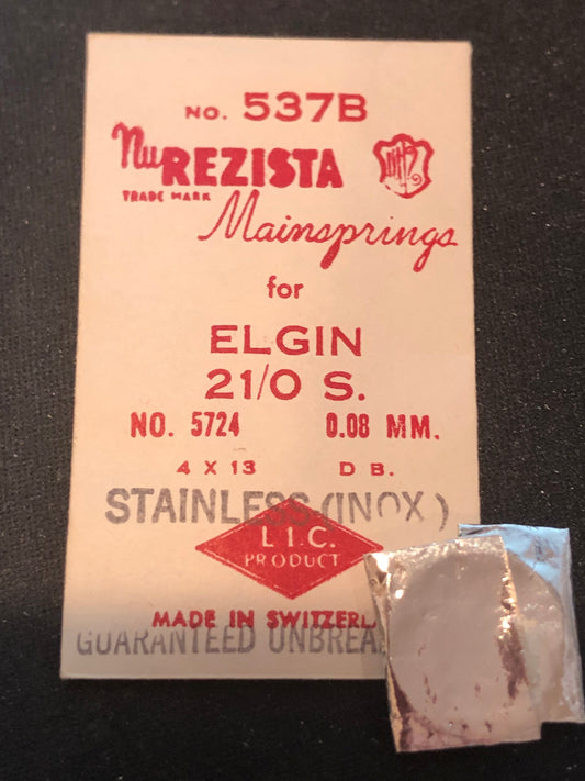 NuREZISTA Mainspring #537B for 21/0s Elgin Factory No. 5327 - Alloy