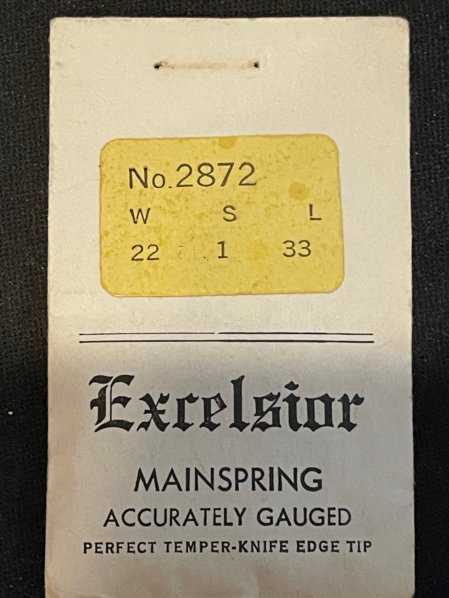 Excelsior #2872 Mainspring for Alarm / Travel Clocks - 22 x 1 x 33 T-End