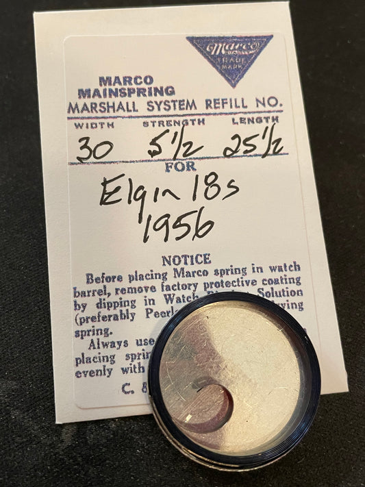Marco Mainspring #100 for Elgin 18s Veritas No. 1956 - Steel