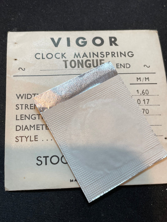 Vigor TONGUE End Clock Mainspring for Luxor Travel Clock - 7 x 6 x 15" Long - T 160.1