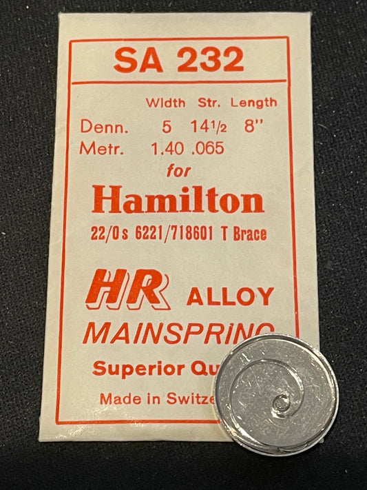 HR Mainspring SA232 for Hamilton 22/0s No. 6221 / 718601 - Alloy