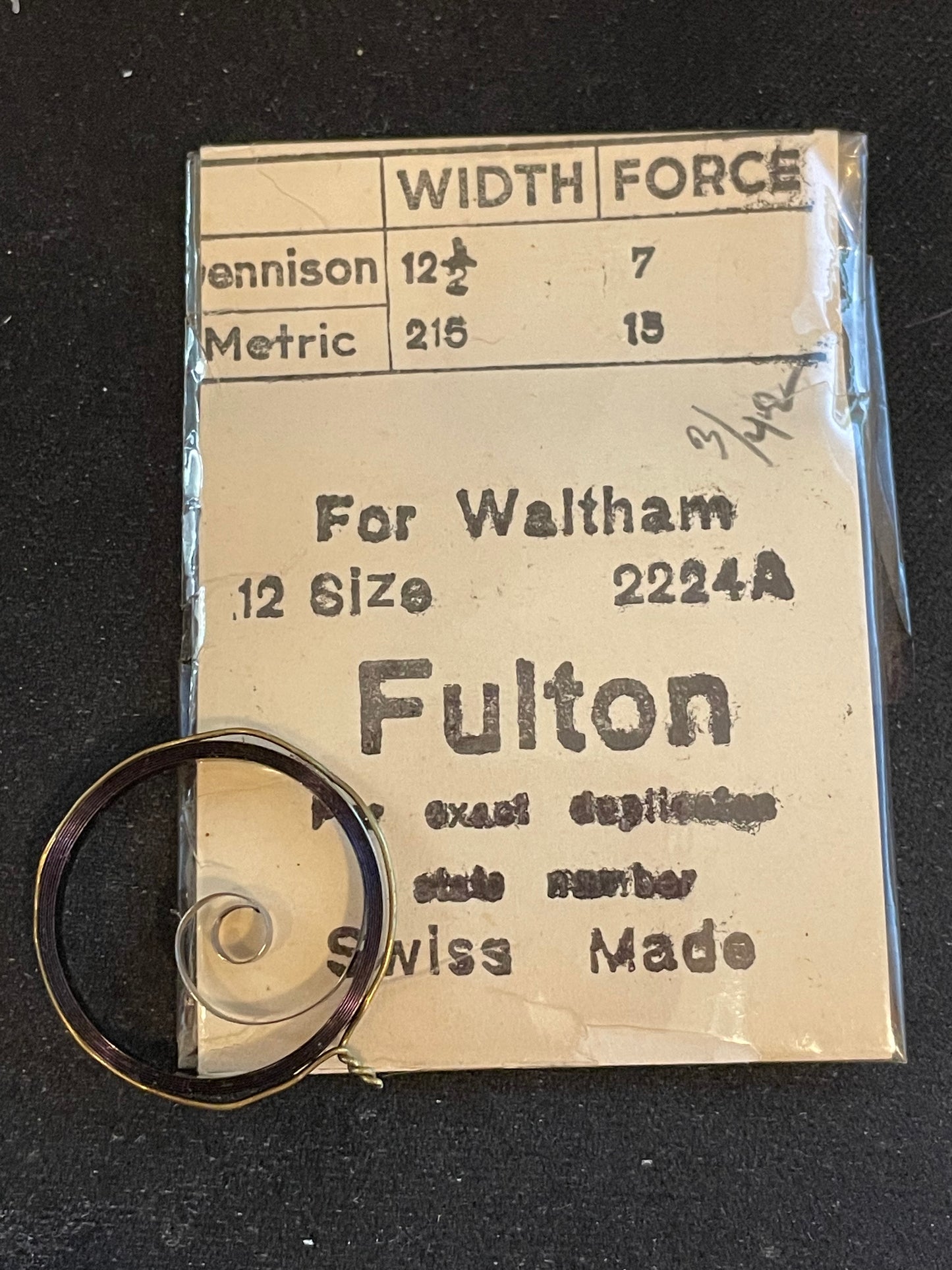 Fulton Mainspring for Waltham 12s No. 2224A - Steel