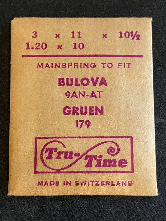 Tru-Time Mainspring for Bulova caliber 9AN, 9AT, 10AS, 10AW, Gruen 179 - Steel