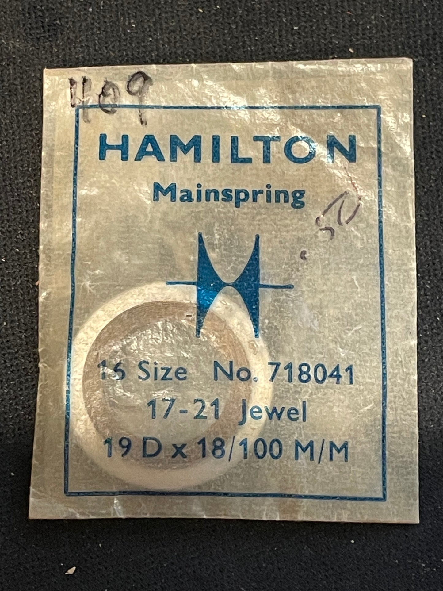 Hamilton Factory Mainspring for 16s 17-21j Factory No. 718041 (317) - Steel