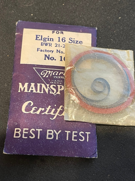 Marco Mainspring #107 for Elgin 16s Lord Elgin Factory No. 2542 - Steel