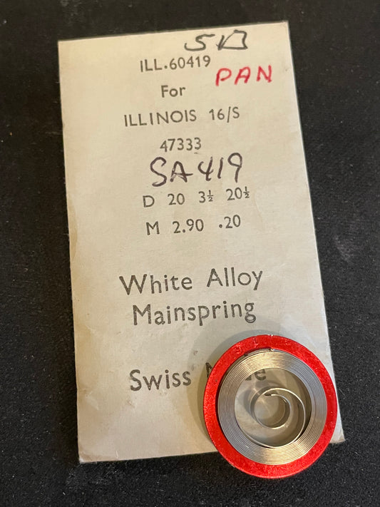 Alloy Mainspring 60419 for 16s Illinois No. 47333