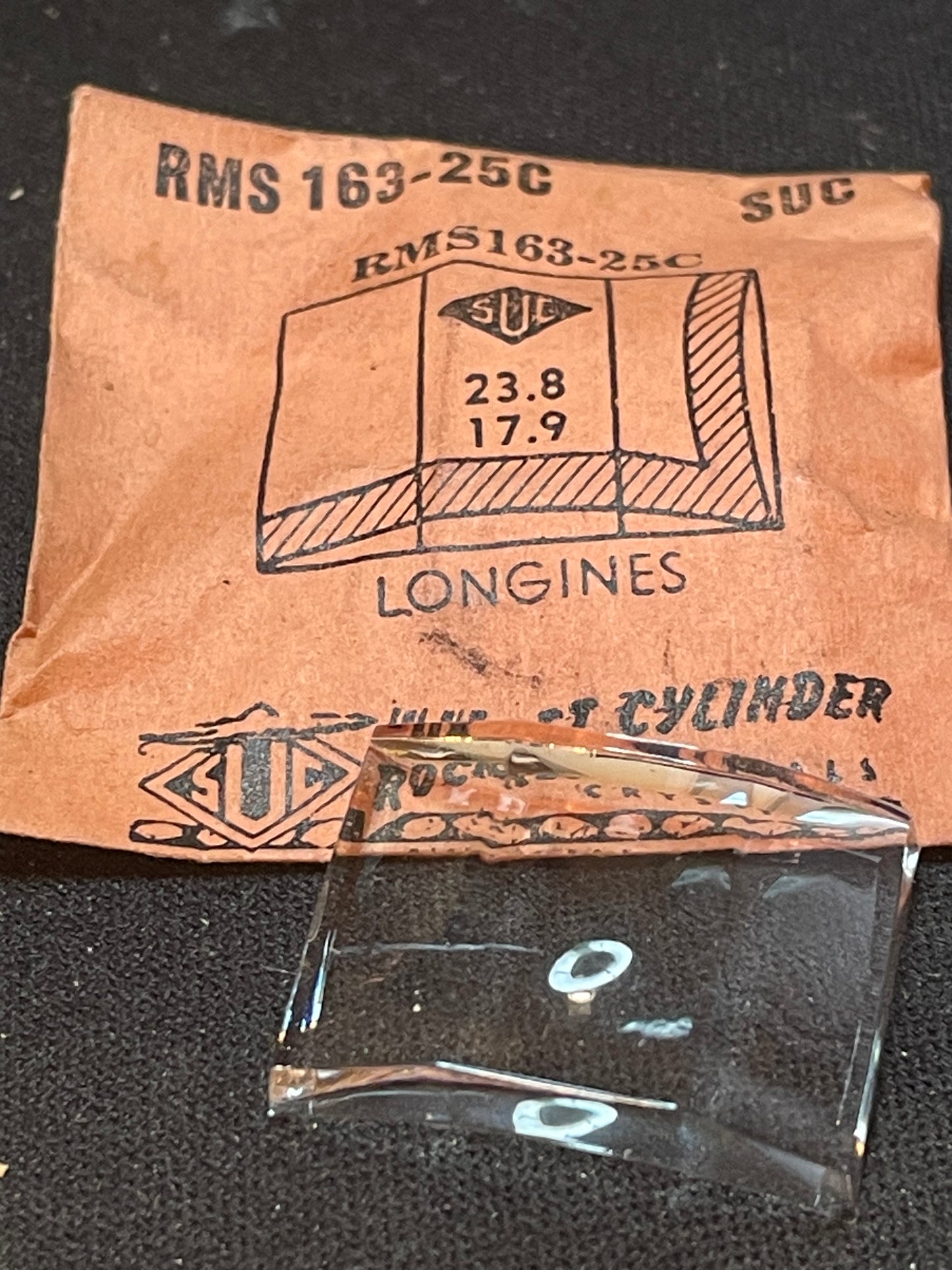 SUC Rocket Faceted Crystal RMS 163-25C for LONGINES - 23.8 x 17.9mm - New