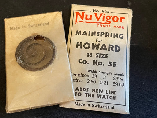 NuVigor Mainspring #445 for Howard 18s Factory No. 55 - Steel